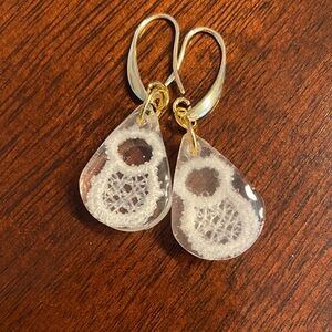 Elegant Gold-tone Teardrop Earrings with lace inside